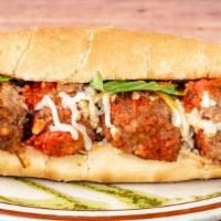Meatball Parmesan · Italian-style meatballs served on an 8-inch sub roll w/ mozzarella cheese and a garlic ricot...