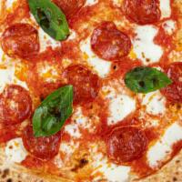 Diavola Pizza · Mozzarella, tomatoes, hot salami
