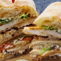 The Mesquite Grill - Whole Size · Grilled chicken breast, bacon, melted provolone, lettuce, tomato, garlic butter and mayo on ...