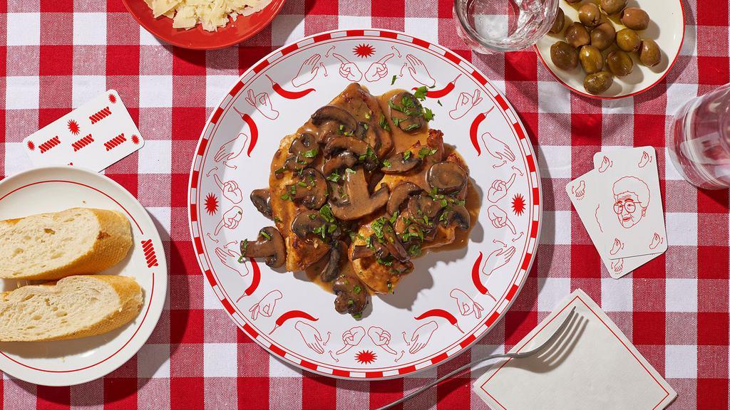 Chicken Marsala · Chicken cooked with mushrooms and a marsala wine sauce.
