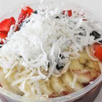 Acai Bowl Delivered · Acai mix (contains soy), granola, fresh strawberries, blueberries, banana, coconut flakes, a...