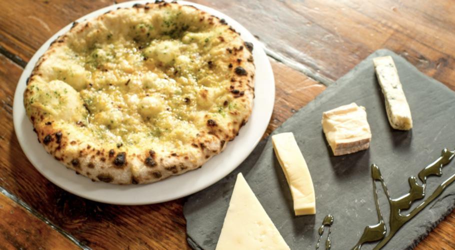 Cheese Slate. · gorgonzola dolce, pecorino pepato, taleggio, fontina
served with wood-fired garlic bread