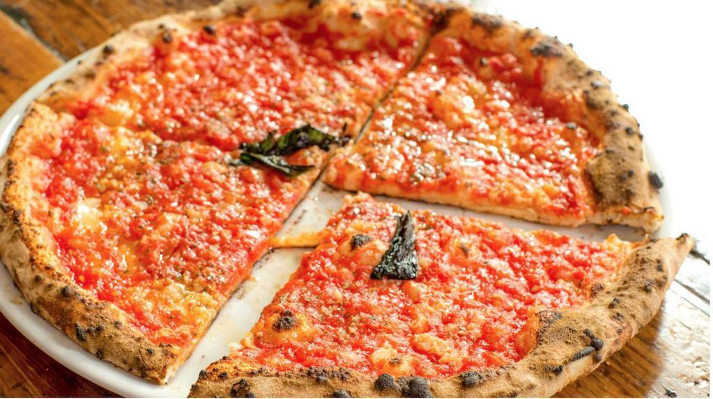 Marinara Pizza. · organic italian tomatoes, garlic, oregano and extra virgin olive oil