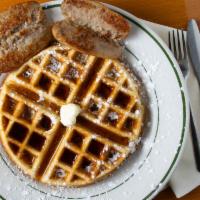 Belgian Waffle · With ham, bacon, sausage or pork roll.
