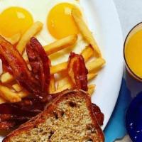 Ej'S Special Breakfast · Two eggs any style with your choice of breakfast meat. Served with toast and grits or home f...