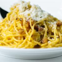 Cacio E' Pepe · Homemade guitar string spaghetti with ground black pepper and pecorino Romano.