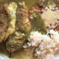 #5. Chile Relleno, Rice & Beans · 