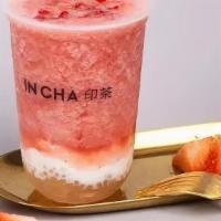Strawberry Yogurt Sago / 莓梅酸乳 · Medium size, fresh strawberry slush with yogurt and sago.