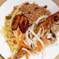 Fried Escovitch Snapper Fish Dinner · Fried escovitch snapper fish large dinner only, meal is served with your choice of rice and ...