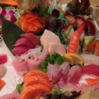 Imperial Combination · 10 pieces sushi, 18 pieces sashimi, dragon roll and rainbow roll. Food allergies? If you hav...