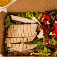 Sun-Dried Tomato Chicken Salad · Mesclun with grilled all-natural chicken, sun-dried tomatoes, roasted red peppers, and fresh...
