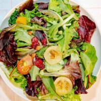 Bacari Salad · baby greens - toasted pistachios - dried cranberries - grape tomatoes - sherry vinaigrette