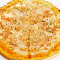 Bacari Pizza · caramelized onions - spicy Italian sausage - mozzarella + sauce