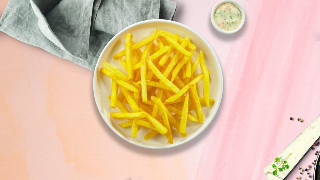 Fries Fries Baby · (Vegetarian) Idaho potato fries cooked until golden brown and garnished with salt.