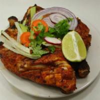 Tandoori Chicken (2 Pc) · Roasted chicken marinated in yourt and des spices.