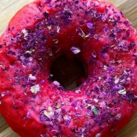 Rose Cardamom Donut · Rooh Afza based donut with Lemon Zest

Ingredient List - Flour, Sugar, Butter, Rose Water, R...