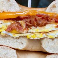 Bacon Egg And Cheese · Plain or Everything Bagel with Egg, Bacon & Cheese