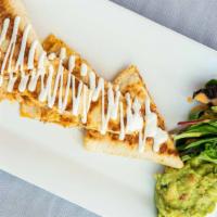 Chicken Breast Quesadilla · Soft flour tortilla filled with chicken breast and cheese, topped with sour cream, served wi...