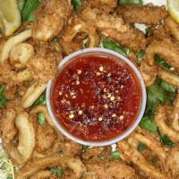 Fried Calamari · Tender squid lightly dusted in seasoned flour and fried. Served with marinara sauce.