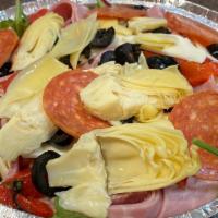 Cold Antipasto · Mixed greens, fresh mozzarella, black olives, roasted red peppers, ham, provolone and Italia...