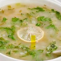Lemon & Coriander Soup · Classic clear soup flavored with lemon and coriander.