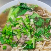 Thai Noodle Soup · Steamed thin rice noodles with bean sprouts, scallions and with choice of meatball or fish b...