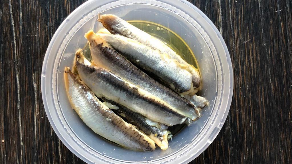 Boquerones · Dairy free, peanut free, tree nut free, egg free, gluten-free, and soy free. Marinated anchovies.