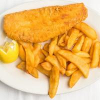 Fish & Chips · Served with soup or salad. “The Real Deal” ale battered haddock and crisp fries