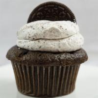 Oreo Cupcake · Chocolate cupcake with Oreo cream filling and Oreo buttercream frosting
