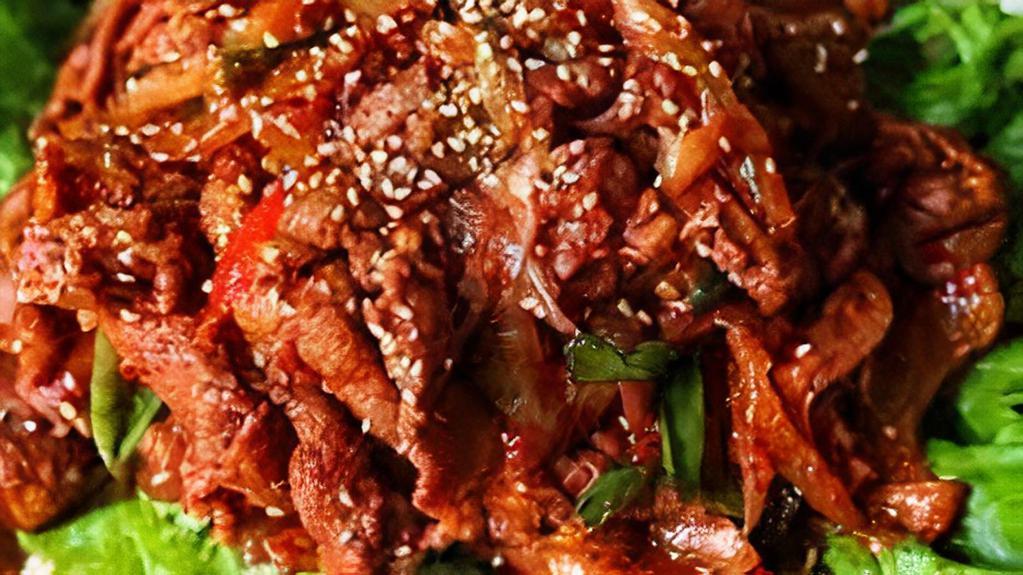 Spicy Pork Bulgogi · Marinated pork with red pepper paste.