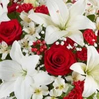 Red Colors-White Flowers  Bouquet. · Red Colors-White Flowers  Bouquet , Beautiful combination of flowers and red  colors that ma...