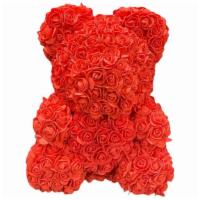  Red Artificial Roses Teddy Bear 14” Height  · Red Artificial Roses teddy bear 14” height Unique Transparent Gift Box