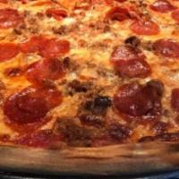 The Pepperoni Pizza · Fresh sliced pepperoni , our stewed tomato based homemade marinara sauce, fresh grande mozza...