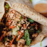 Wild Salmon & Quinoa Wrap · Wild salmon, quinoa, pico de gallo (peppers, tomatoes, onions, black pepper, and sea salt), ...