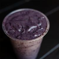 Purple Haze Smoothie · Almond milk, blueberries, strawberries, almond butter, banana, spirulina, hemp protein, and ...