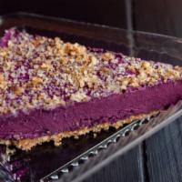 Blueberry Cheesecake · Vegan. Crust (almonds, agave, cinnamon, and dates). Filling (cashews, blueberries, coconut m...