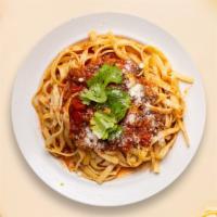 Chief Beef Bolognese Pasta · Ground beef cooked in spicy marinara sauce and served with spaghetti.