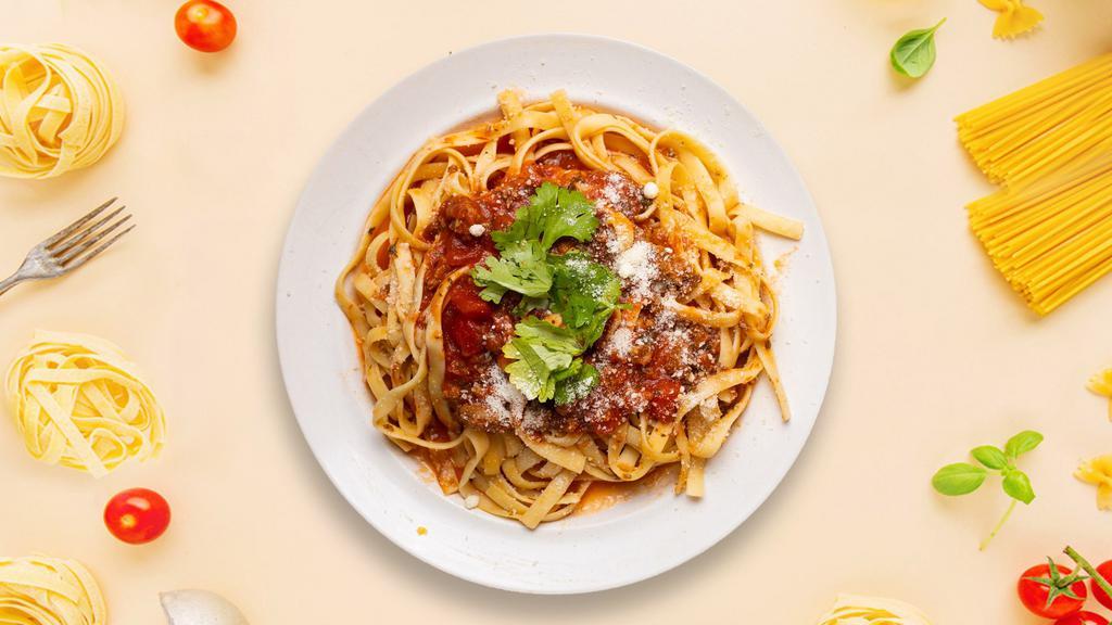 Chief Beef Bolognese Pasta · Ground beef cooked in spicy marinara sauce and served with spaghetti.