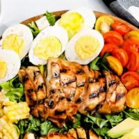 Grilled Chicken Salad · Served with fresh bread.
