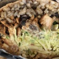 Pollo Burrito · Sabrosa Mexican favorite: Grilled chicken. Served in flour tortilla with cheese, black, pico...
