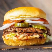 Burger · (8oz) Two 100% Beef all natural fresh, hand-formed smashed patties hot off the grill and ser...
