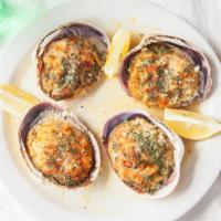 Baked Clams · Five pieces.