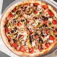 Supreme Pizza · Pepperoni, sausage, meatballs, mushrooms, peppers, and olives.