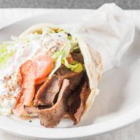 Gyro Sandwich · Served with lettuce, tomato, onion, tzatziki sauce.