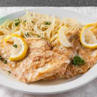 Chicken Francese · Served with bread and choice of pasta or house salad.