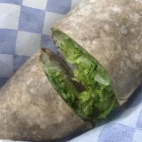Turkey Wrap · Turkey, provolone, red onion, romaine, and honey mustard on a whole wheat wrap. Served with ...