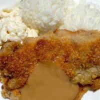 Boneless Chicken With Gravy · Tender, boneless chicken thighs seasoned, breaded and fried golden brown on our griddle serv...