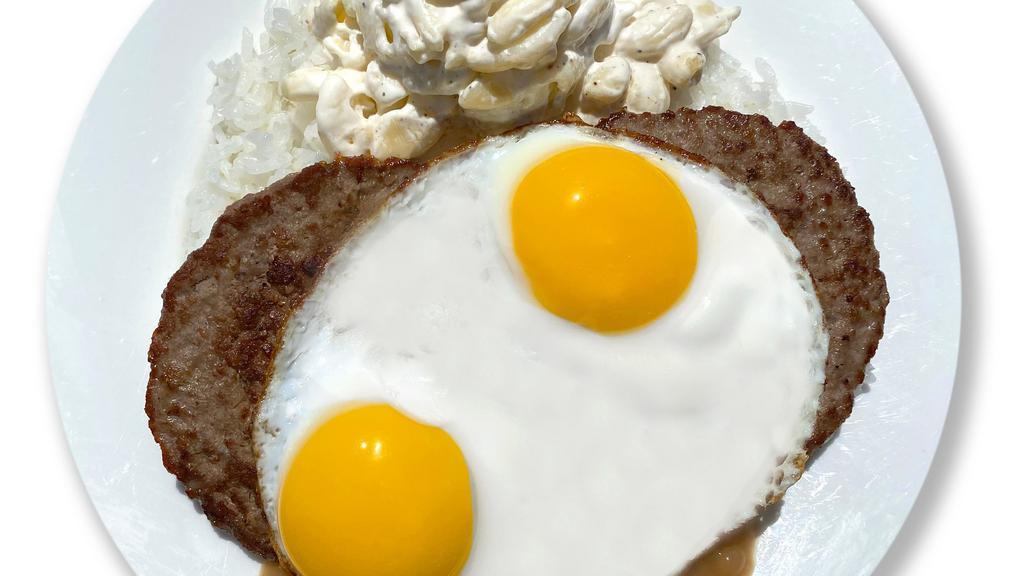 Loco Moco Plate · Consuming raw or undercooked meats, seafood or eggs may increase your risk of foodborne illness.

Two hamburger patties served on two scoops of rice, topped with our special gravy and two eggs cooked the way you desire, accompanied with a scoop of macaroni salad.