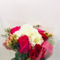 Pink And Red Roses · Very delicate bouquet of roses. 
roses red and pink and hydrangea.