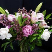 Peony Spring · Spring arrangement consisting of Peonies, Lilac, and Lilies for a special fragrant arrangeme...